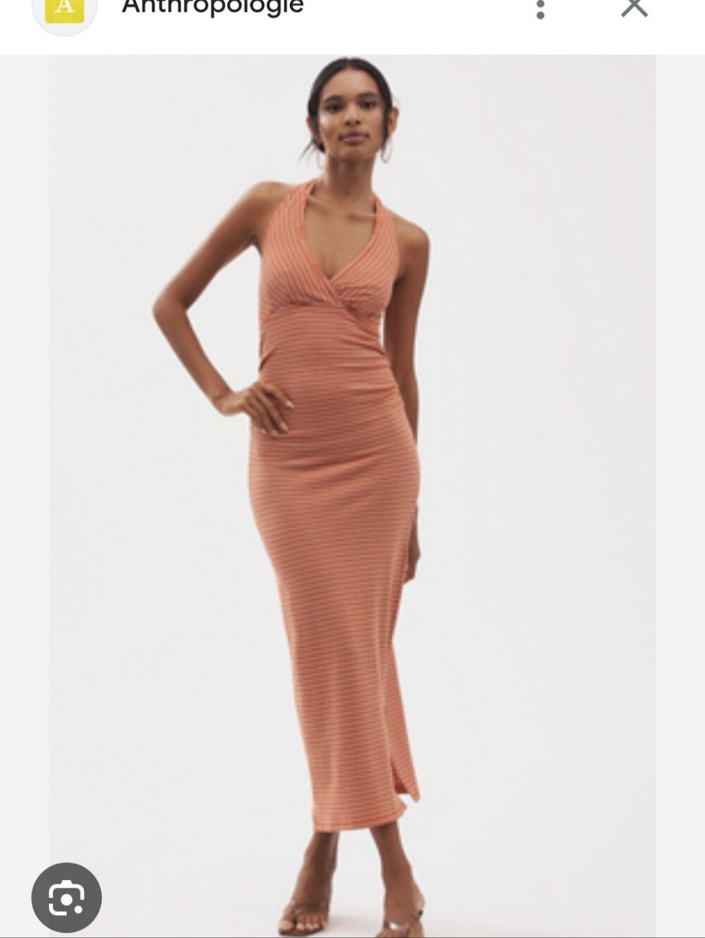 Anthropologie Rust-Striped Ribbed Halter Maxi Dress